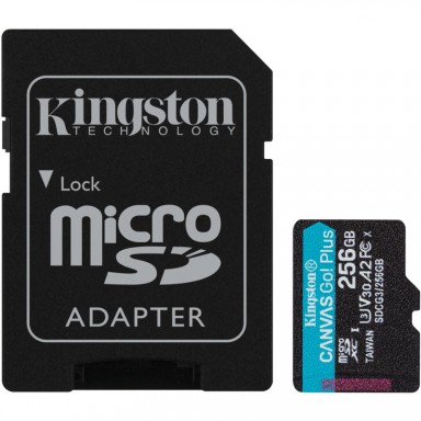 Card de memorie Kingston Micro SDXC Canvas GO Plus, 256GB, Clasa 10, UHS-I + Adaptor